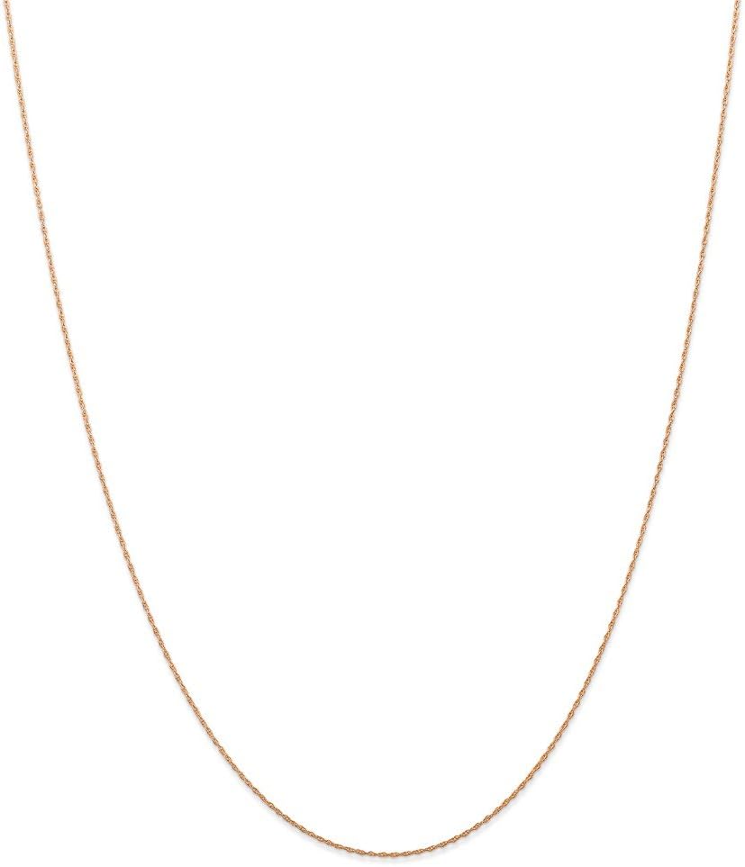 Solid 14k Rose Gold .5mm Cable Rope Chain Necklace Carded