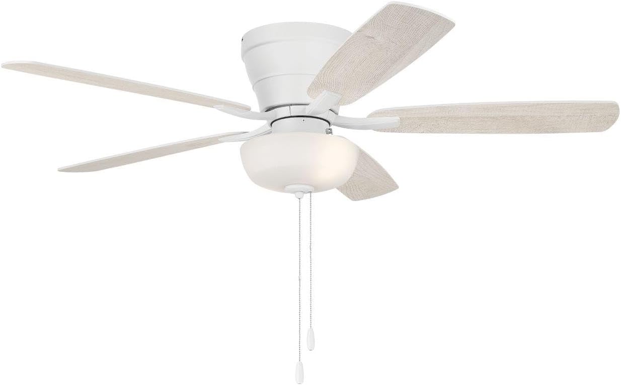 Craftmade 52' Wheeler Indoor Flush Mount 5 Blade White Finish Ceiling Fan with Single Bowl Light