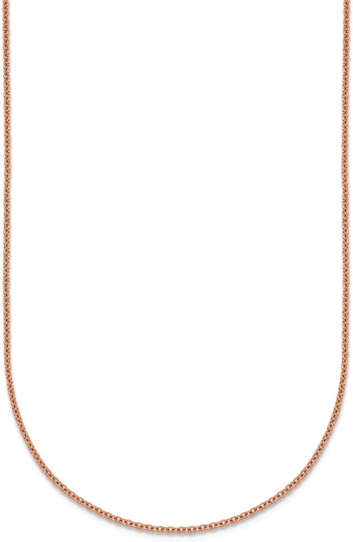 JewelryWeb 14k Rose Gold 1.3mm Cable Chain Necklace 20 Inch Chain Necklace for Women and Men