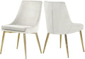 Meridian Furniture Karina Collection Modern | Contemporary Velvet Upholstered Dining Chair with Sturdy Metal Legs, Set of 2, 19.5' W x 21.5' D x 33.5' H, Cream