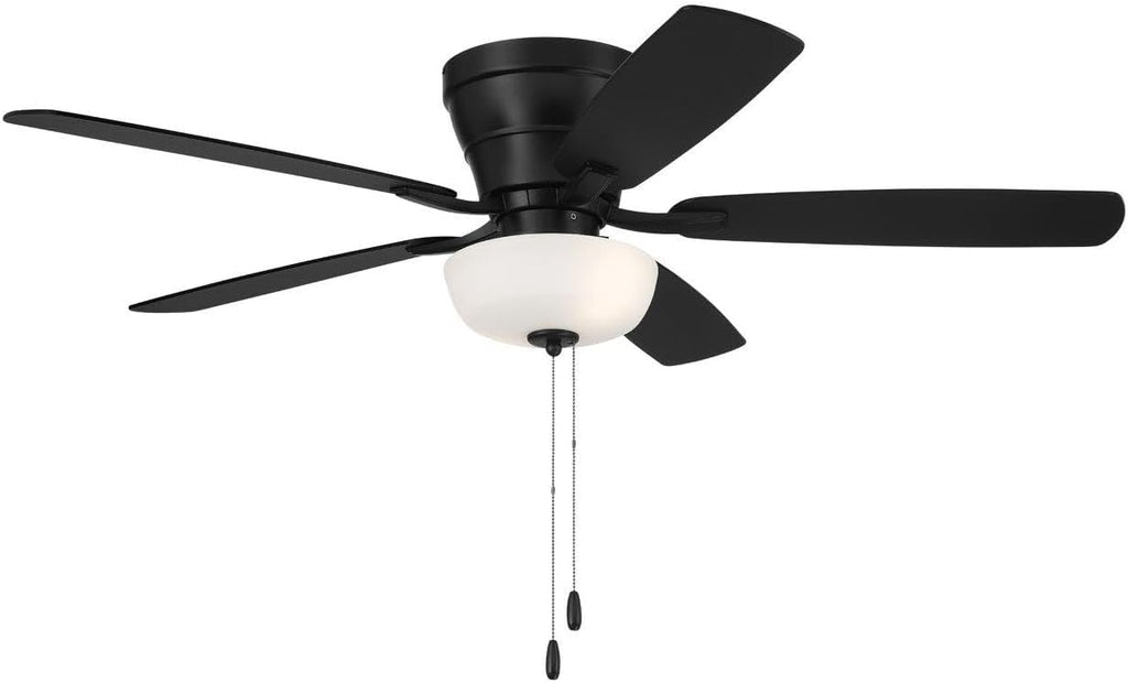 Craftmade 52' Wheeler Indoor Flush Mount 5 Blade Flat Black Finish Ceiling Fan with Single Bowl Light