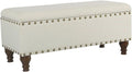 HomePop 42' Storage Bench with Nailhead Trim - Cream
