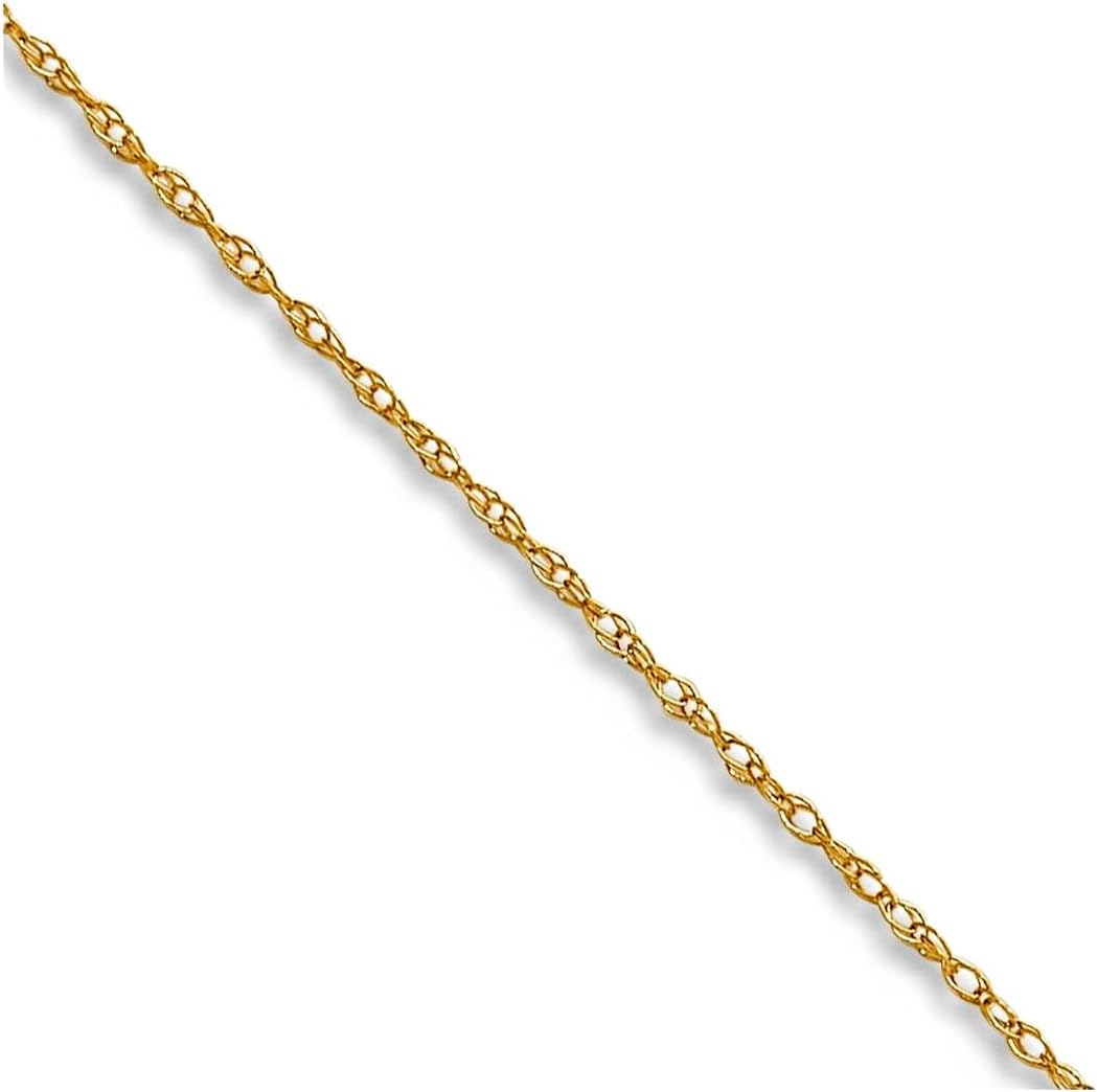 JewelryWeb 14k Solid Yellow Gold .4 mm Carded Cable Rope Chain Necklace Chain Necklace
