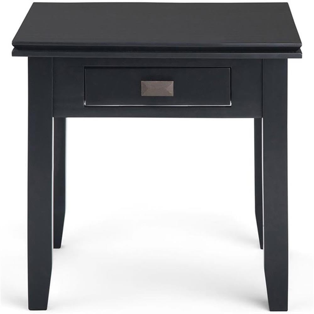 SIMPLIHOME Artisan SOLID WOOD 21 inch Wide Square Transitional End Side Table in Black for the Living Room and Bedroom