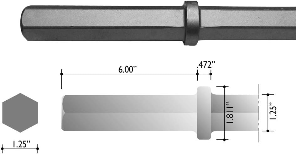 Champion Chisel, 1-1/4 by 6-Inch Hex Shank Steel Bushing Tool, 16 Steel Teeth - Designed for 60lb & 90lb Pneumatic Hammers