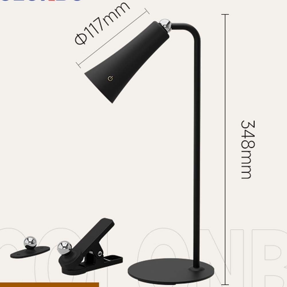 Rechargeable Led 3w Indoor Table Lamp Trumpetshaped Spotlight Magnetic Adjustable No Power Cord Bedroom Study(Black)