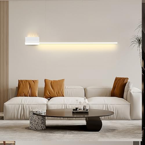 LED Wall Lamps with Remote Control, Dimmable Spotlight, Long Aluminium Strip for Bedroom, Stairs, Living Room, 80cm White - Modern Indoor Lighting Solution