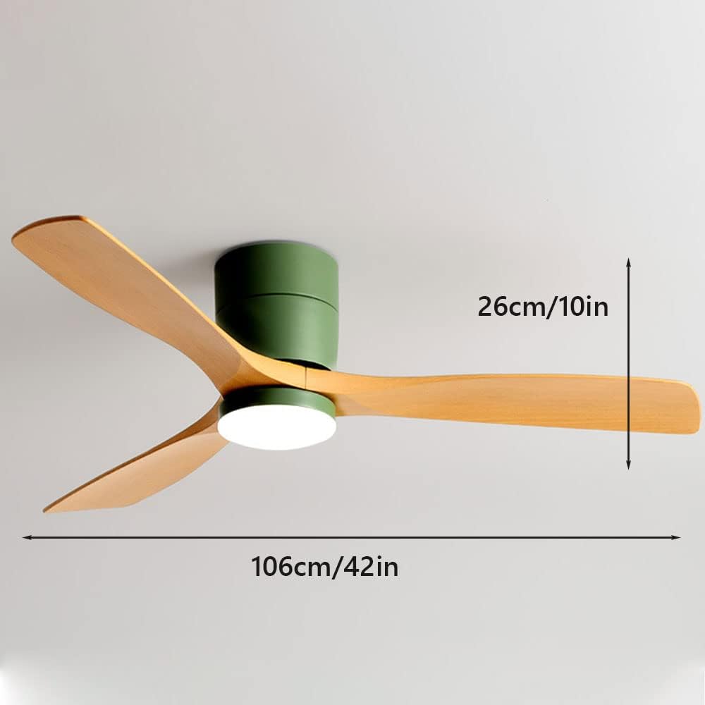 Dimmable Smart Ceiling Fan with Lights Imitation Wood Hardware Ceiling Fan Light LED with Remote 42 Inch Living Room Ceiling Fan Modern Outdoor for Patios Ceiling Fan with Lights
