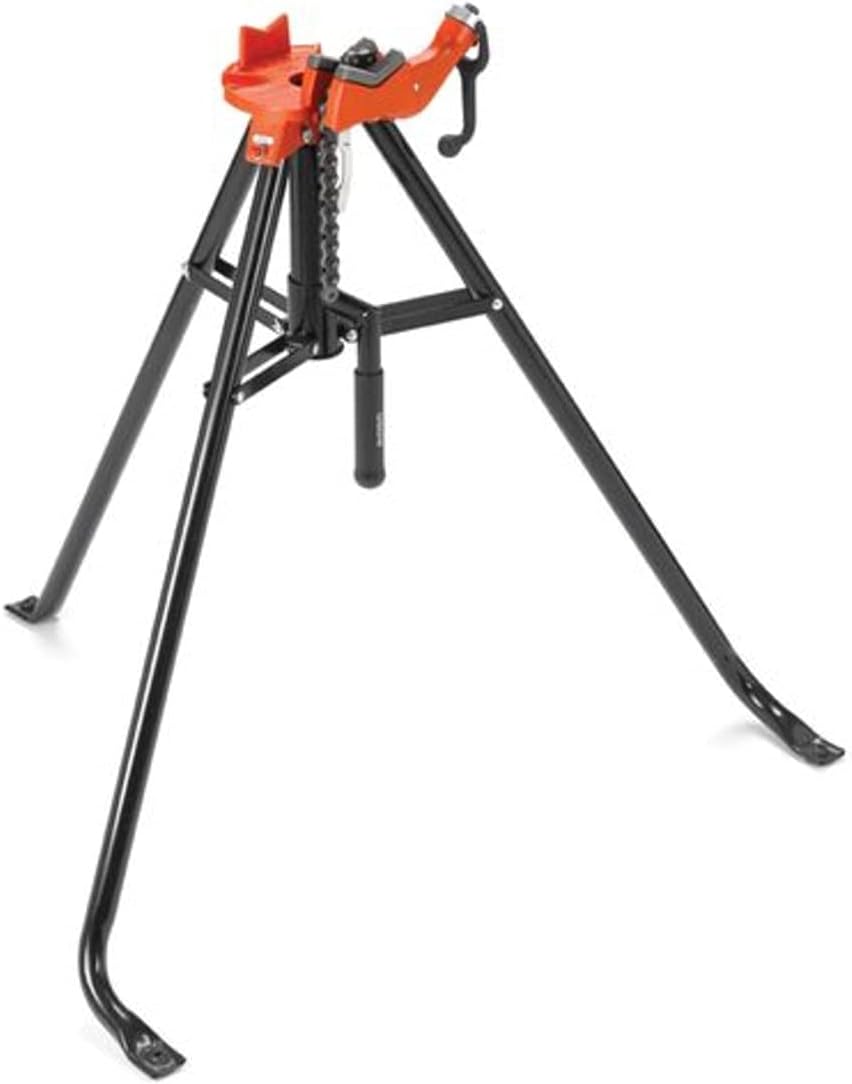 RIDGID 16703 Model 425 Portable TRISTAND Chain Vise with Integrated Folding Legs and Tool Tray, 1/8' to 2-1/2' Capacity Vise Tripod for Pipe
