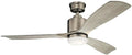 Kichler Ridley II 52 in Ceiling Fan with Light, 3-Blade LED Indoor Modern Mid-Century Fan in Antique Pewter with Weathered White Walnut Blades, Dimmable 3000K Light, 300027AP