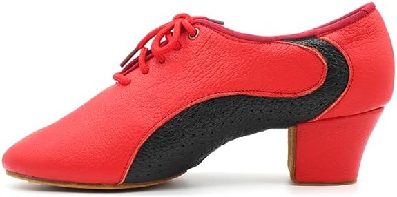 Professional Red Latin Dance Shoes for Men Leather Performance Oxford Jazz Waltz Ballroom Dancing Practice Shoes #454