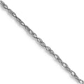 JewelryWeb 14K White Gold Solid Polished Carded Cable Rope Chain Necklace 0.5mm Spring-Ring Chain Necklace for Women and Men