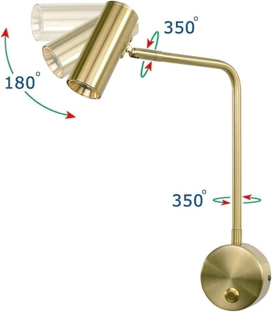 Wall Sconce Lights Adjustable 7W 180°+180°Rotation Metal Study Room Lighting LED Bedside Reading Lamp Indoor Spotlight Bedroom Mini Night Light (3000K w(3000k Warm Light)