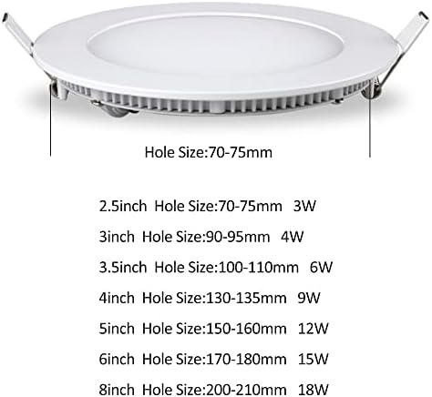 8 Pack Ultra Thin LED Recessed Lighting, 2.5-8 Inch, 3W-18W Adjustable Color Temperature 3000K/6000K, Flush Mount Ceiling Fixtures, Indoor Spotlights for Closet, Kitchen, Living Room
