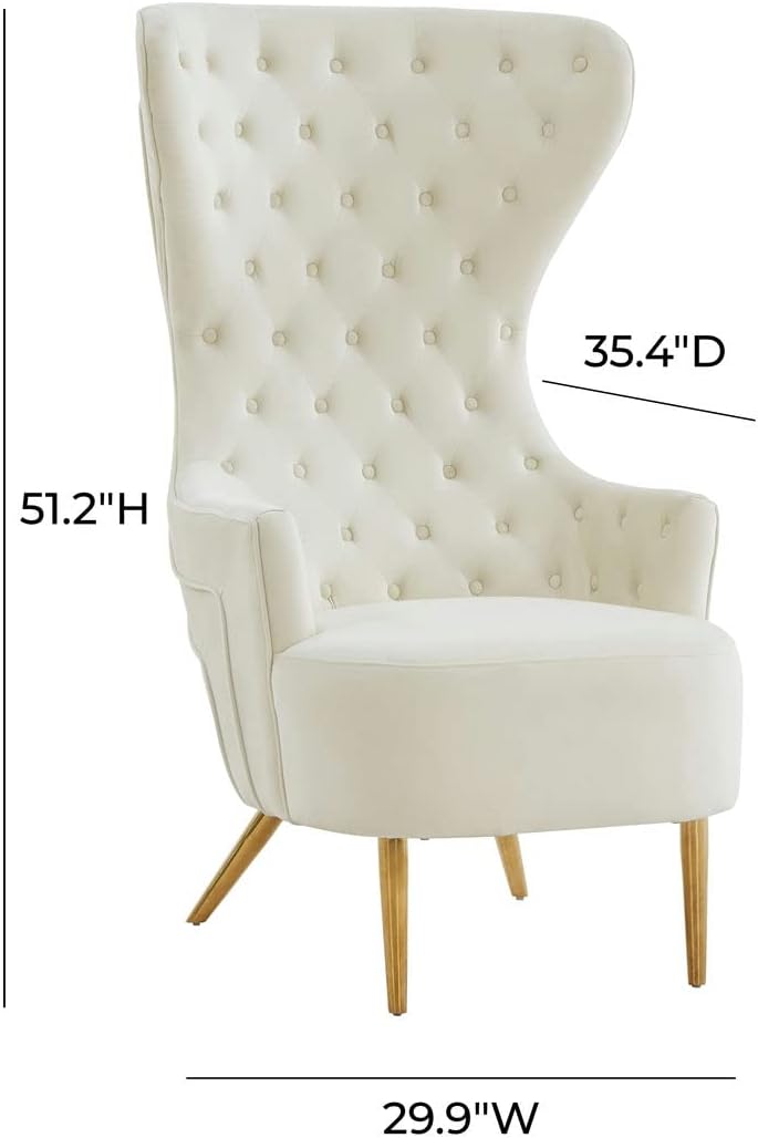 Jezebel Cream Velvet Wingback Chair