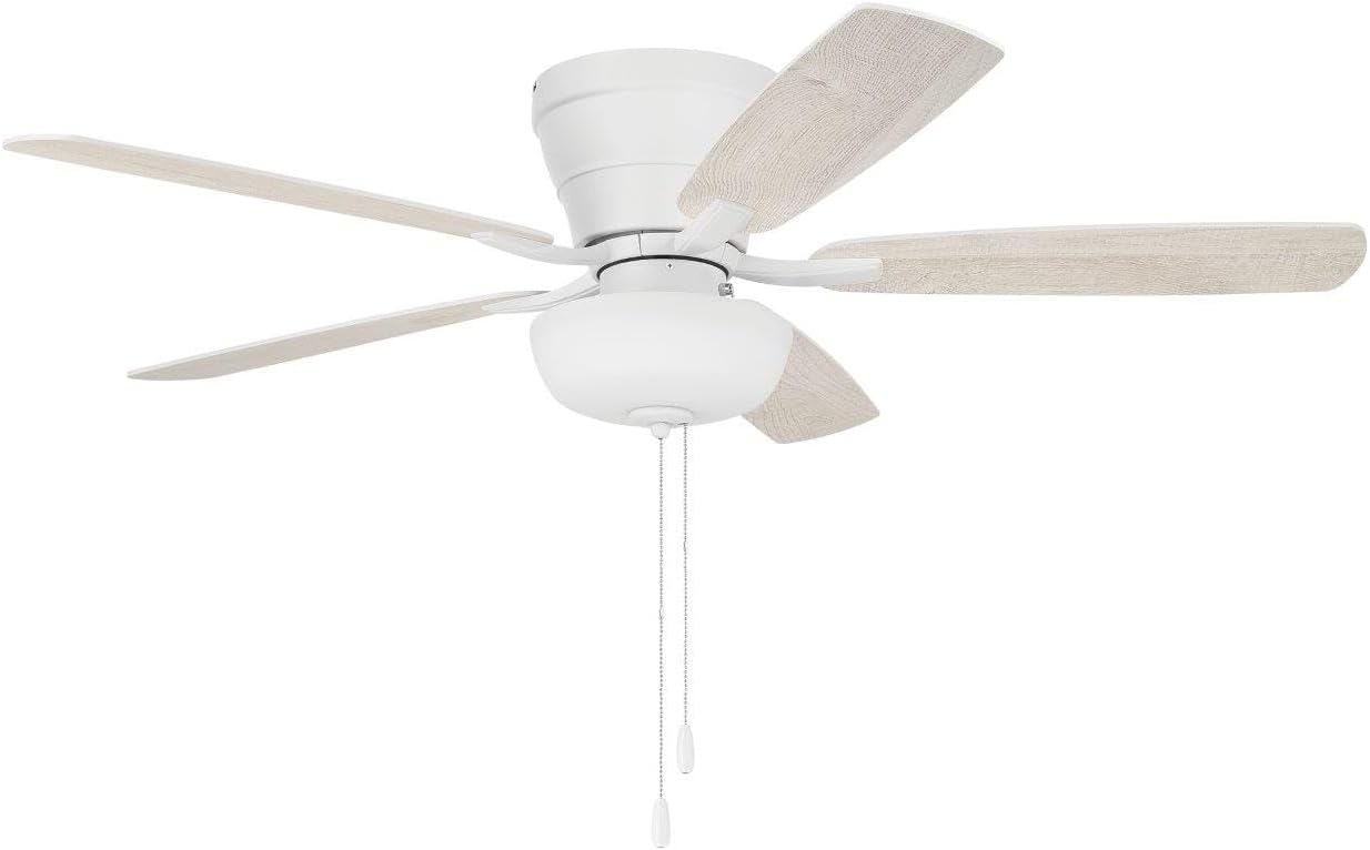 Craftmade 52' Wheeler Indoor Flush Mount 5 Blade White Finish Ceiling Fan with Single Bowl Light
