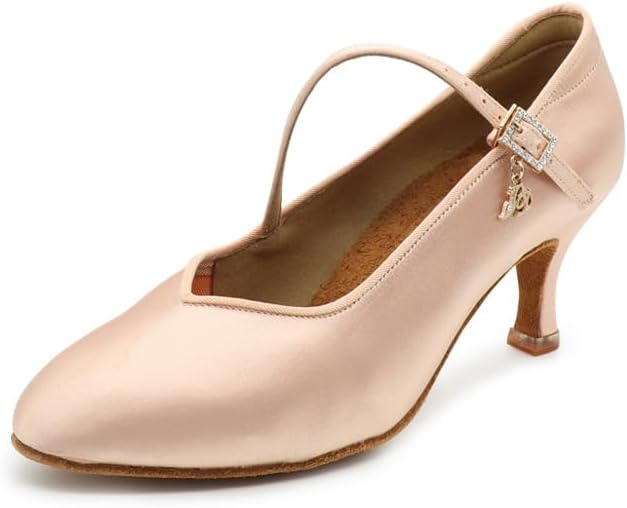 BDdance Women's Latin Modern Jazz Tango Waltz Dance Shoes Ballroom Dancing for Ladies Satin, #138, Light Tan, 4.5-11