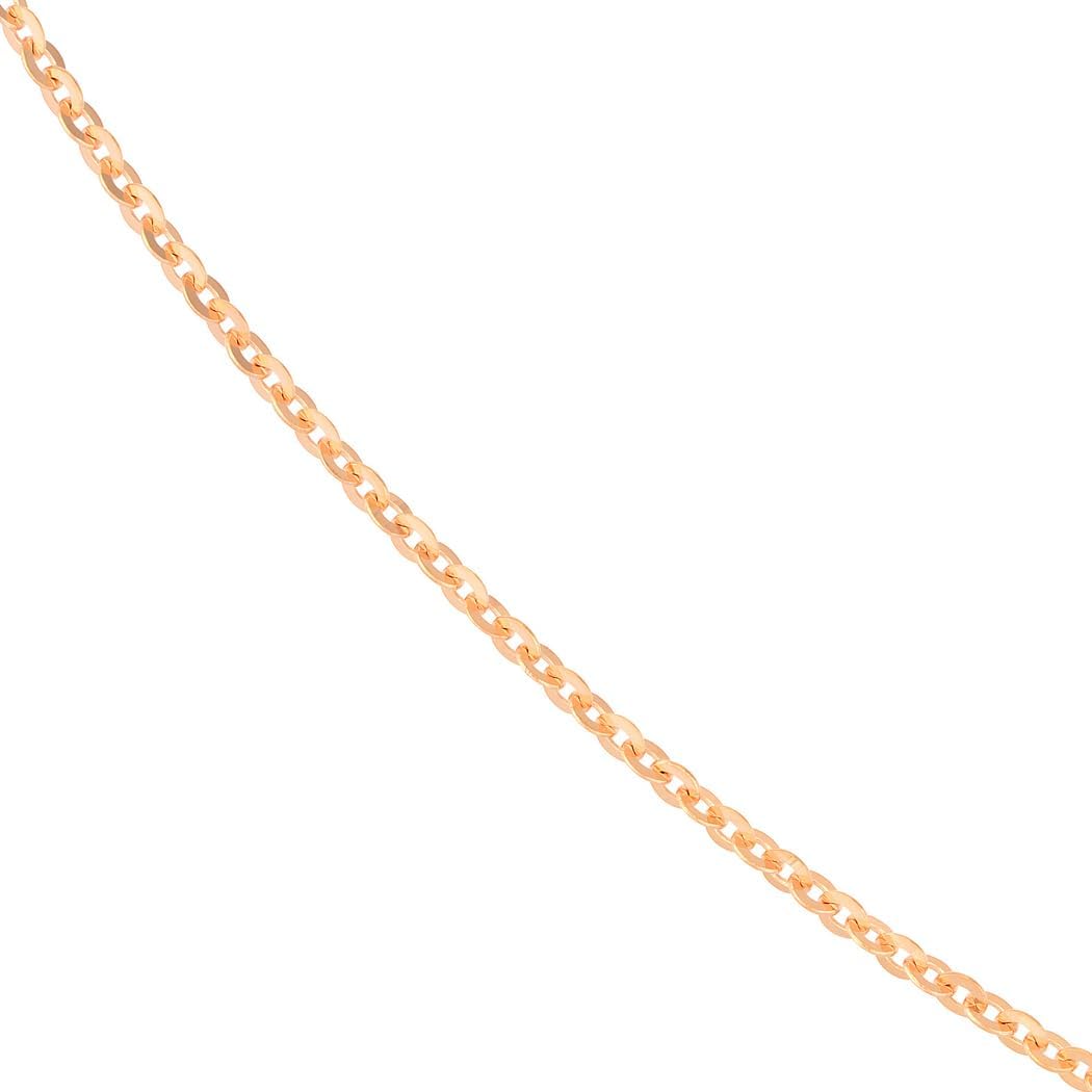 JewelryWeb 14k Rose Gold 2mm Crystal Sparkle-Cut Cable Chain Necklace Lobster Lock Closure Chain Necklace for Women and Men