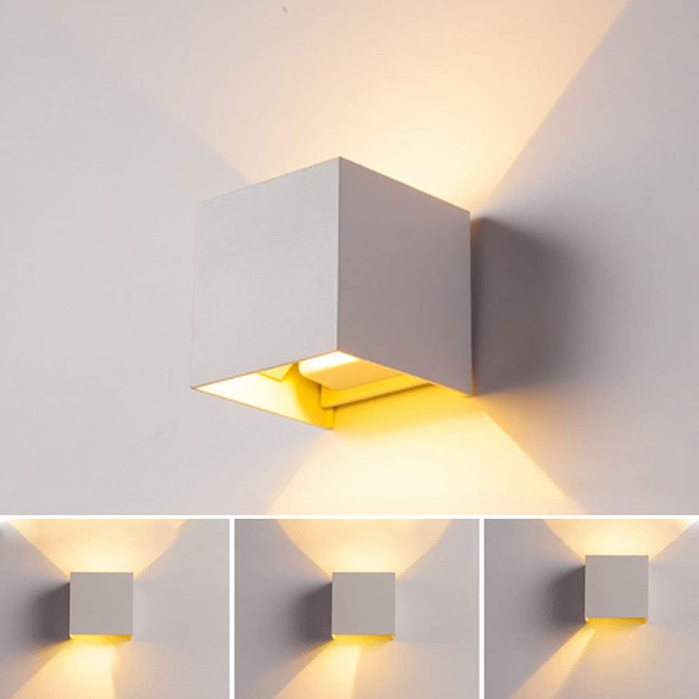 wall lamps , 4pcs Square Wall Light, Aluminum Cube Shade Simple LED Sconce, Up Down Wall Lamp Indoor Spotlight Night Lamp for Living Room Bedroom Decor Warm White Wall Wash Lights ( Color : White )