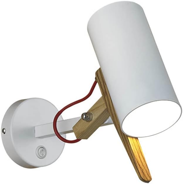 Swing Arm Wall Sconce Light, Modern Wooden Decorative 180° Adjustable Wall Fixture with Switch, Indoor Spotlight Lamp, Bedside Reading Lamp for Living Room Bedroom Vanity Bathroom Study