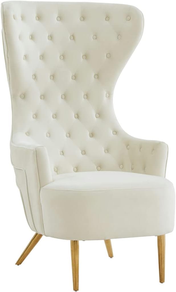 Jezebel Cream Velvet Wingback Chair