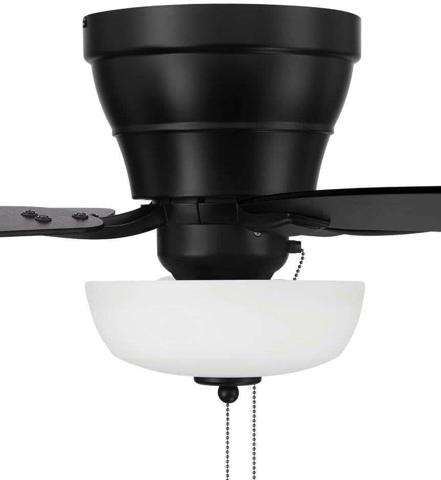 Craftmade 52' Wheeler Indoor Flush Mount 5 Blade Flat Black Finish Ceiling Fan with Single Bowl Light