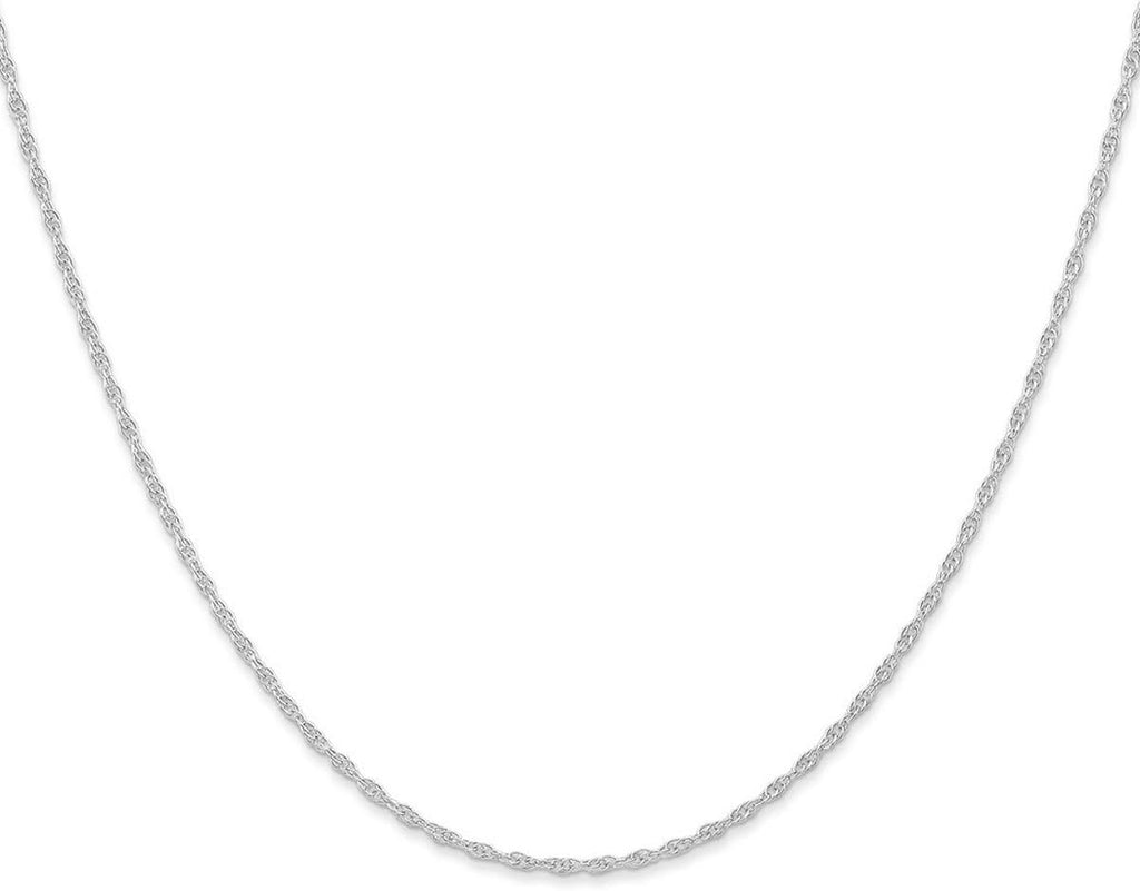 JewelryWeb 10k White Gold 1.15mm Carded Cable Rope Chain Necklace Chain Necklace for Women and Men