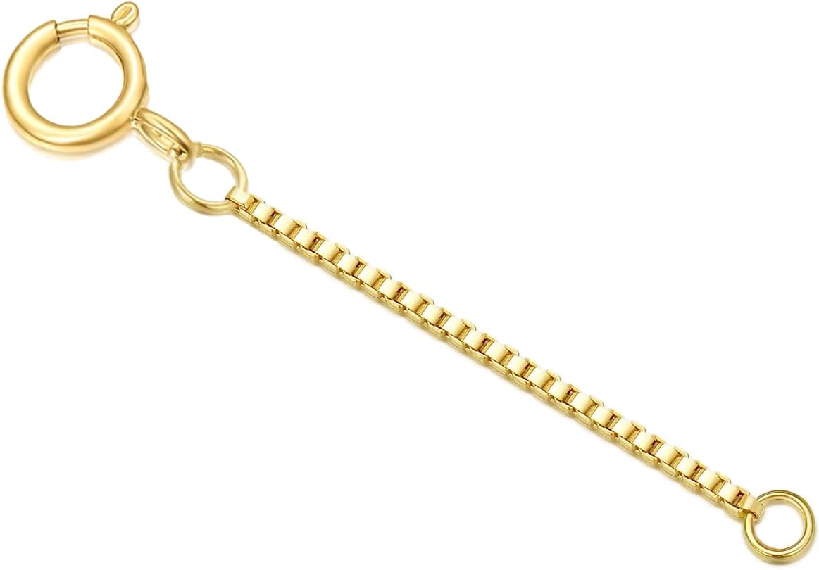 10k 14k Real Gold 1'/1.5'/2'/2.5'/3'/4'/5' Necklace Extender, Necklace Bracelet Extender Chain, Durable Gold Extender Chain, Adjustable Extension Chain for Necklace Bracelet Anklet