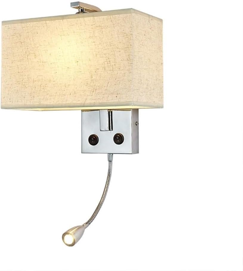 Modern Fabric Wall Sconces with Spotlight Indoor Lighting for Living Room Bedroom Dining Bathroom Dresser Wall Lamp with Switch(A)