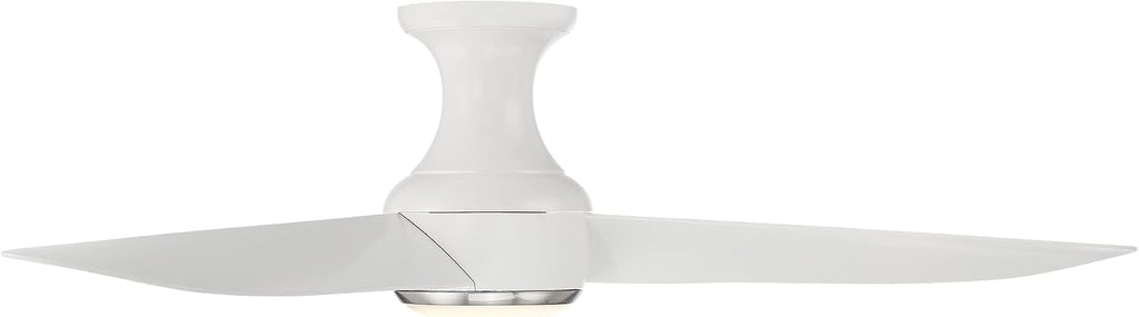 Modern Forms Corona Smart Indoor and Outdoor 3-Blade Flush Mount Ceiling Fan 52in Nickel White 3000K LED Light Kit and Remote Control worksworks with Alexa and iOS or Android App, 52in Blade Span