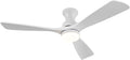 52 Inch Low Profile Ceiling Fan with Light and Remote, Dimmable, Quiet 6 Speeds DC Motor Wood Flush Mount Ceiling Fan, Hugger Ceiling Fans with Lights, Indoor Outdoor White Ceiling Fan