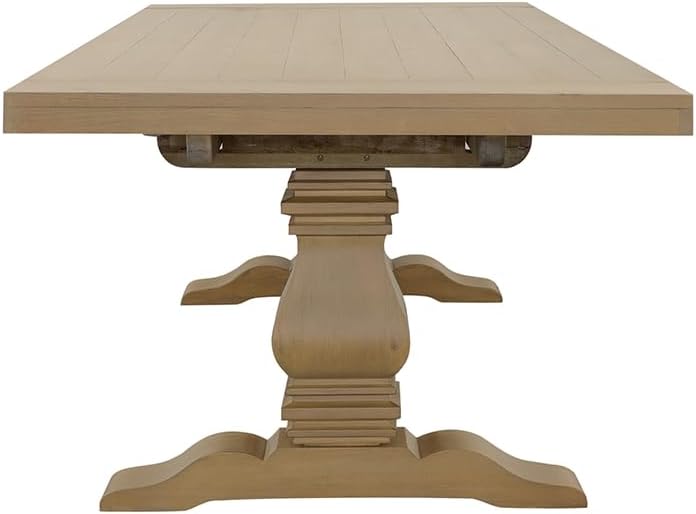 Coaster Home Furnishings - Florence - Pine Wood - Farmhouse Rectangular Dining Table with 2 Removable Leaves and Double Pedestal Base - Dining Room & Kitchen - 126 Inch - Rustic Honey - 180201