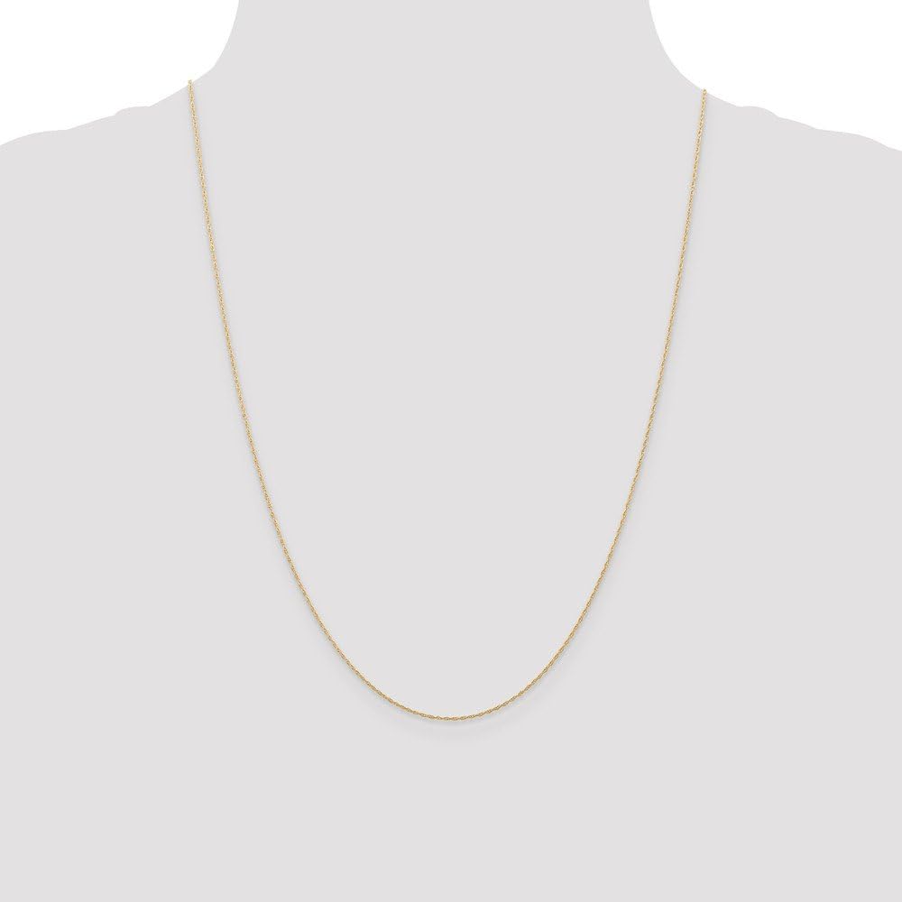 Solid 14k Rose Gold .5mm Cable Rope Chain Necklace Carded