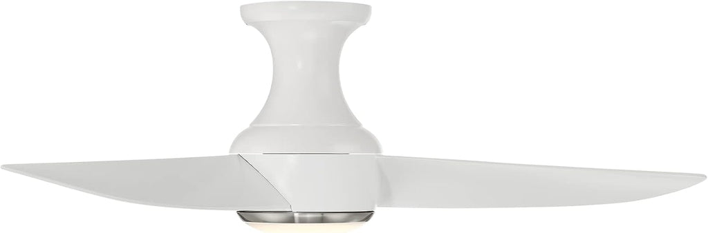 Modern Forms Corona Smart Indoor and Outdoor 3-Blade Flush Mount Ceiling Fan 44in Brushed Nickel White 3500K LED Light Kit and Remote Control works with Alexa and iOS or Android App