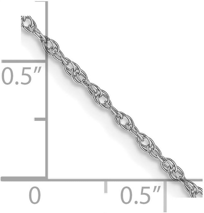 JewelryWeb 10k White Gold 1.15mm Carded Cable Rope Chain Necklace Chain Necklace for Women and Men