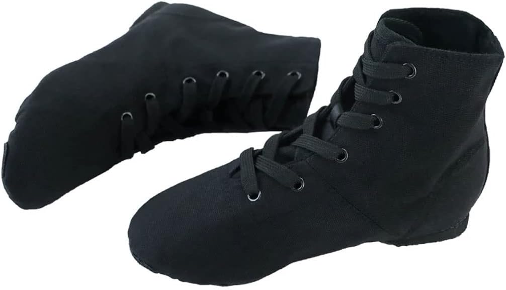Canvas Jazz Shoes Sneakers Soft Split Sole Dance Shoes Lace Adult Jazz Dance Boots(26)