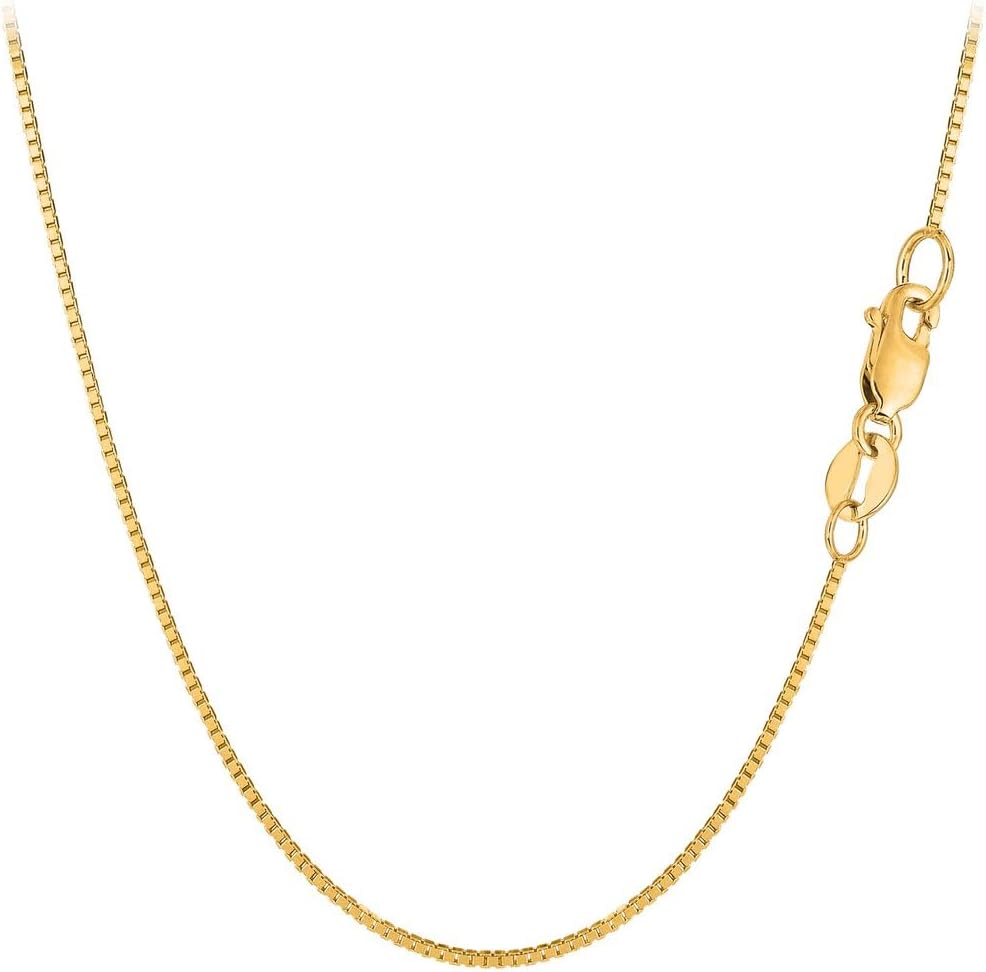Jewelry Affairs 18k Yellow Solid Gold Mirror Box Chain Necklace, 0.8mm