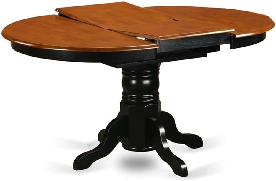 East West Furniture AVT-BLK-TP Avon Kitchen Dining Table - an Oval Wooden Table Top with Butterfly Leaf & Pedestal Base, 42x60 Inch, Black & Cherry