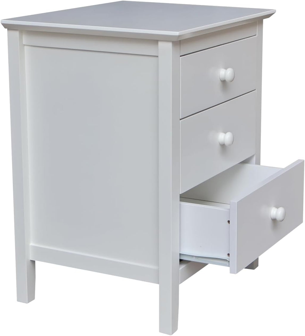 International Concepts Solid Wood Bedroom Nightstand with 3 Drawers in White