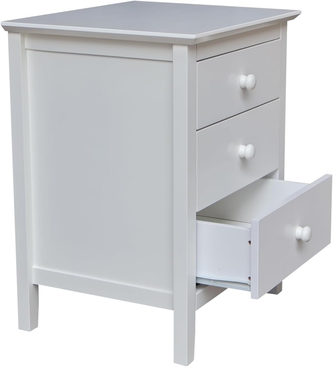 International Concepts Solid Wood Bedroom Nightstand with 3 Drawers in White