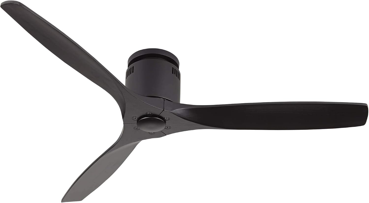 Casa Vieja 52' Windspun Modern 3 Hugger Ceiling Fan with Remote Control Matte Black Solid Wood Low Profile for Living Room Kitchen House Bedroom Family Dining Home Office