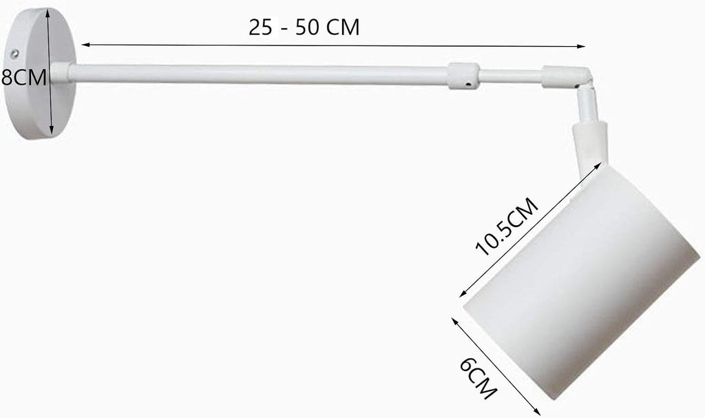 Wall Mounted Spotlights Indoor, Long Arm Spotlight Rotatable Track Lighting 90° Adjustable Wall Spot Light Rotatable 180° Focal Length Ceiling and Wall Lighting Indoor Surface Mounted,10w,25 50cm