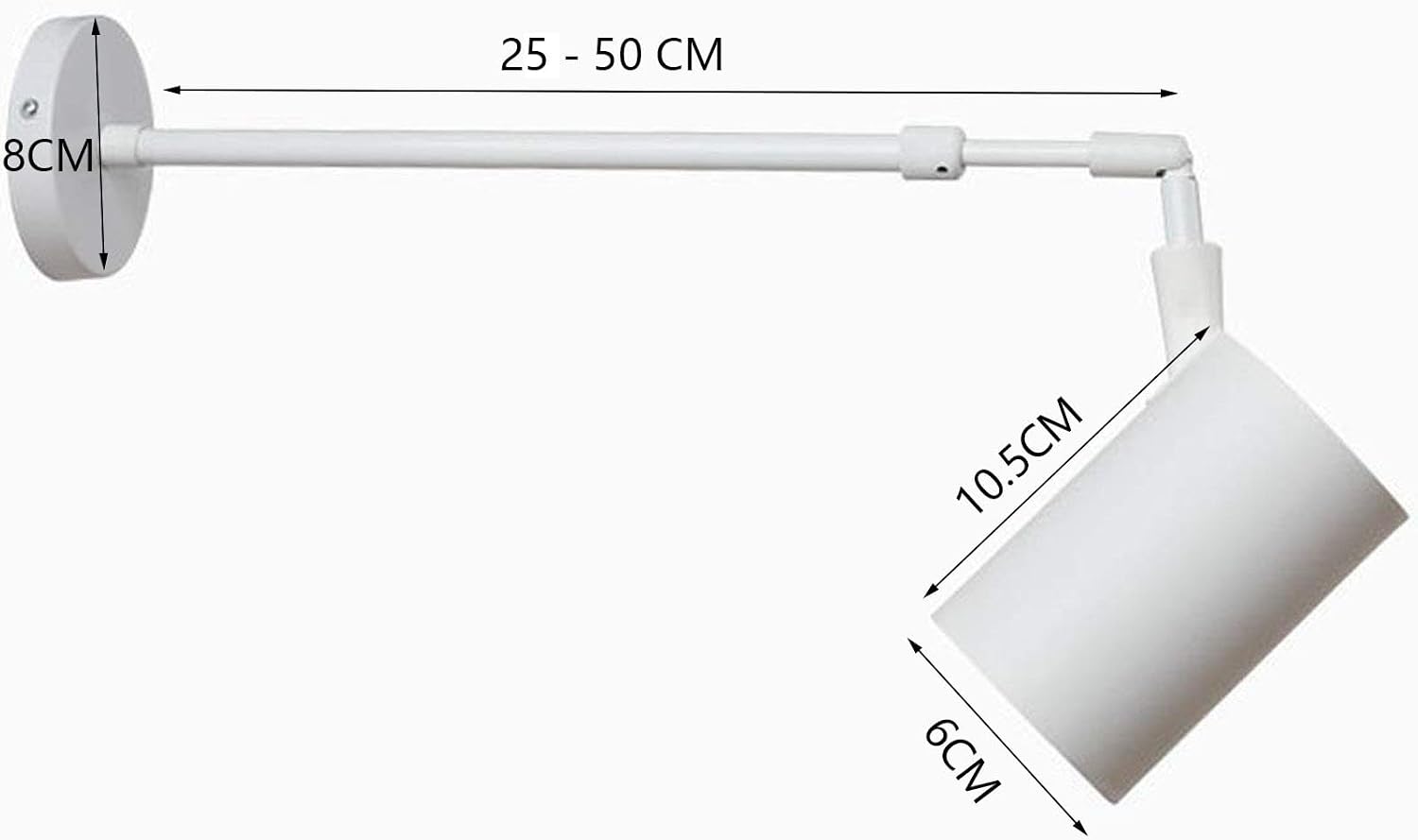 Wall Mounted Spotlights Indoor, Long Arm Spotlight Rotatable Track Lighting 90° Adjustable Wall Spot Light Rotatable 180° Focal Length Ceiling and Wall Lighting Indoor Surface Mounted,10w,25 50cm
