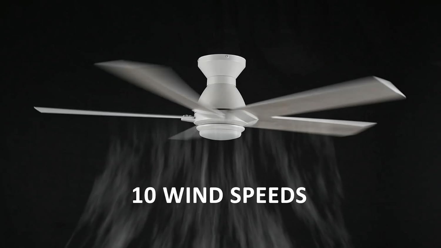 Carro 52 Inch Flush Mount Ceiling Fan without Lights, White Ceiling Fan with Remote, 10-Speed Reversible DC Motor, 5 Dual Finish Blades, 3 Light Colors Dimmable LED, for Bedroom