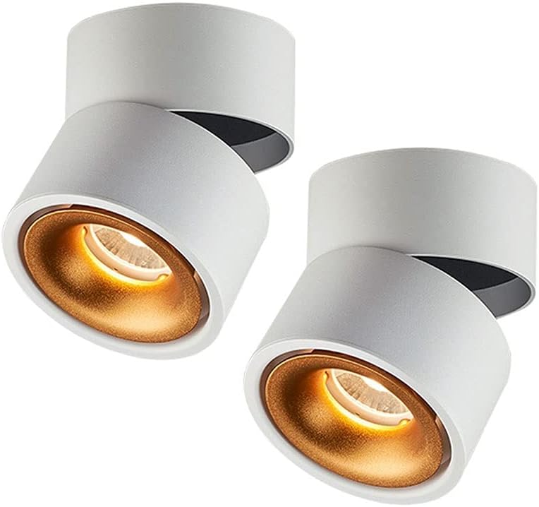 Chandelier Led Ceiling Spotlights Indoor Adjustable Accent Lamp Surface Mounted Spot Lights Aluminum Downlights Wall Swivel Lamps(White+gold-4000k)