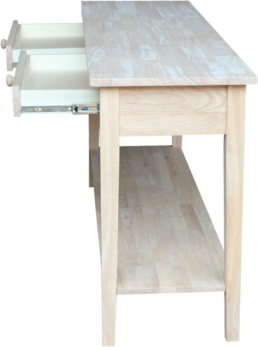 IC International Concepts Spencer Server Extended Length Console Table, Versatile Design for Dining Room, Hallway, or Entryway - Unfinished