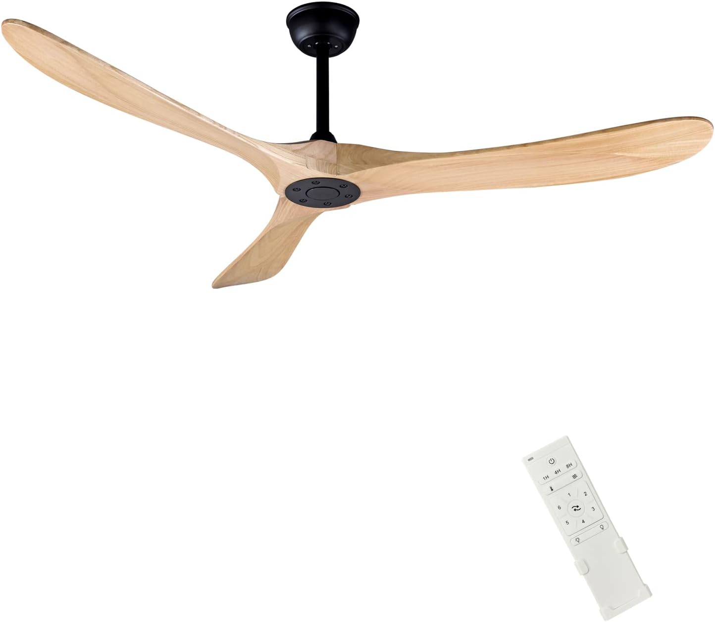 60' Modern Ceiling Fan, Bedroom Fan With Remote Control, 2 Downrods, Reversible DC Motor 27W Quiet Energy Saving