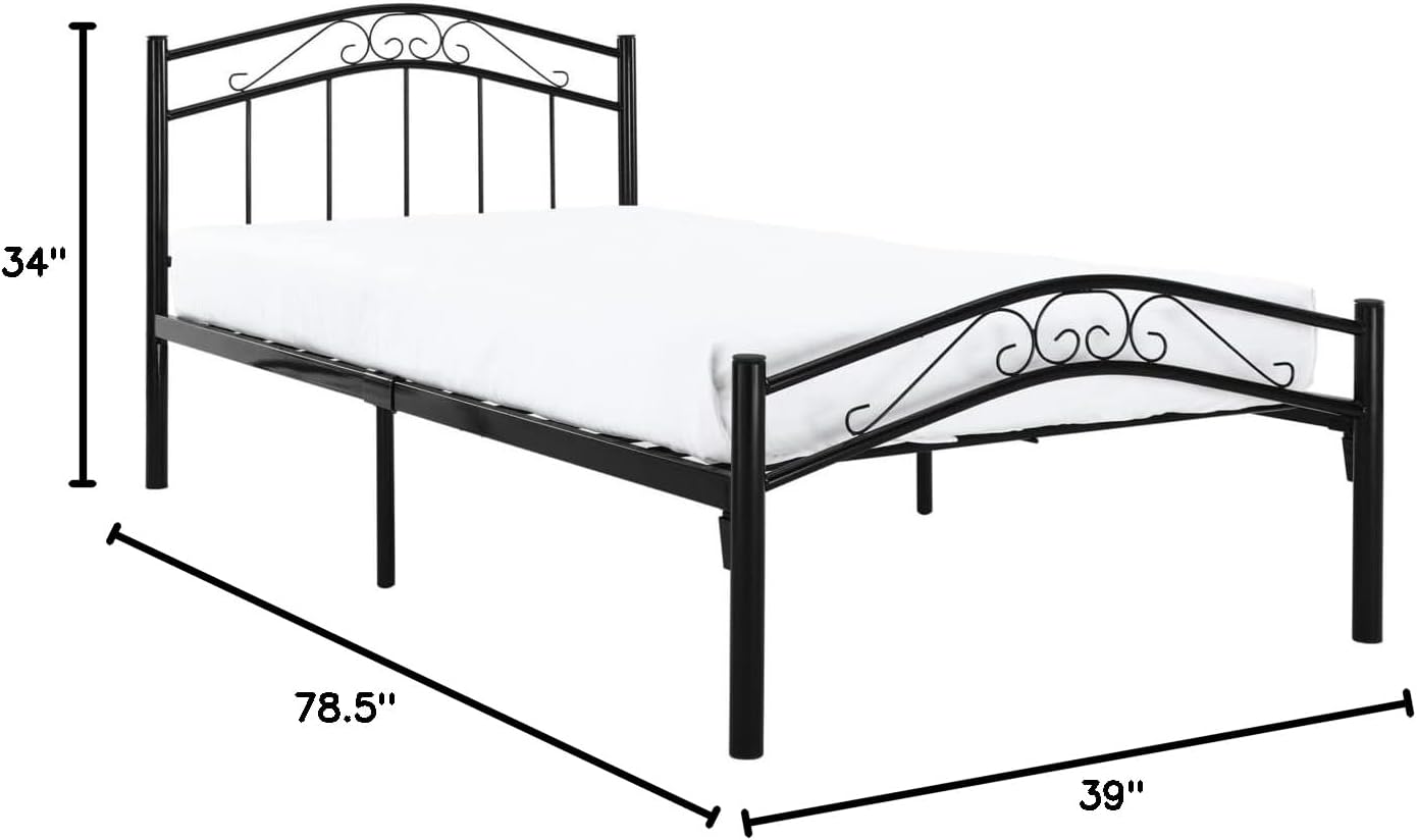 Modway Townhouse Modern Farmhouse Metal Twin Platform Bed in Black