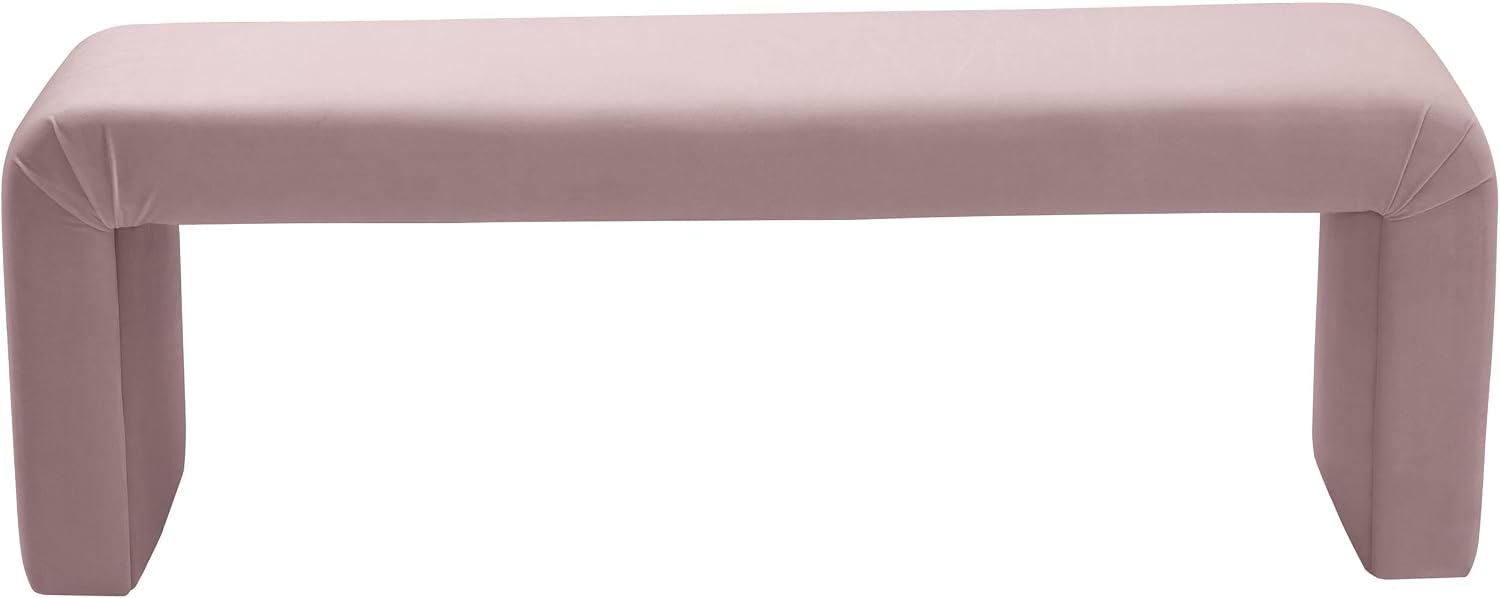 Meridian Furniture Minimalist Collection Modern | Contemporary Velvet Upholstered Bench, 53' W x 14.75' D x 18.25' H, Pink