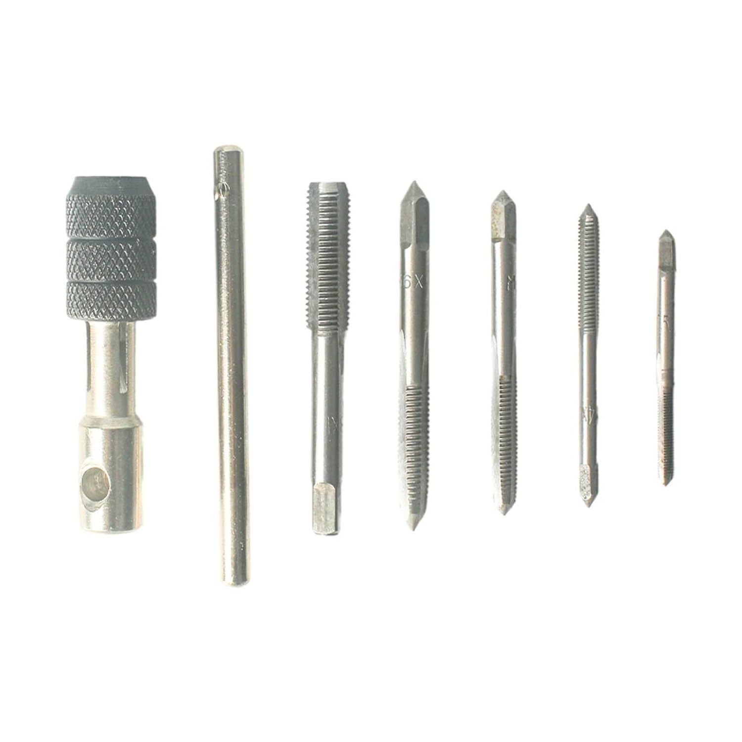 Screw Tap Tapper Drill Bit Tap Plate Thread Combination Set Manual Wrench Bushings Tapping Tools Drilling Threaded Holes(Tap-7PCS)